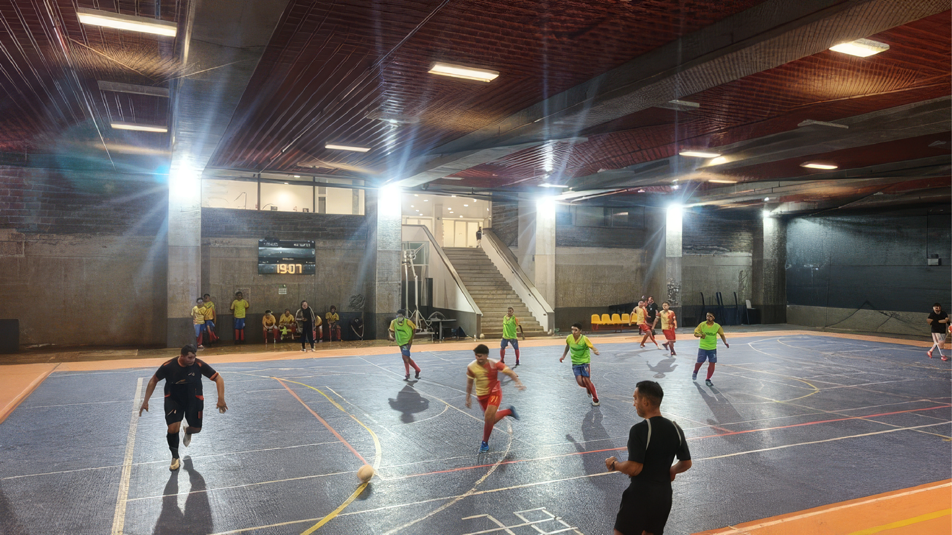 Actividad de Futsal - estudiantes participando en entrenamiento deportivo