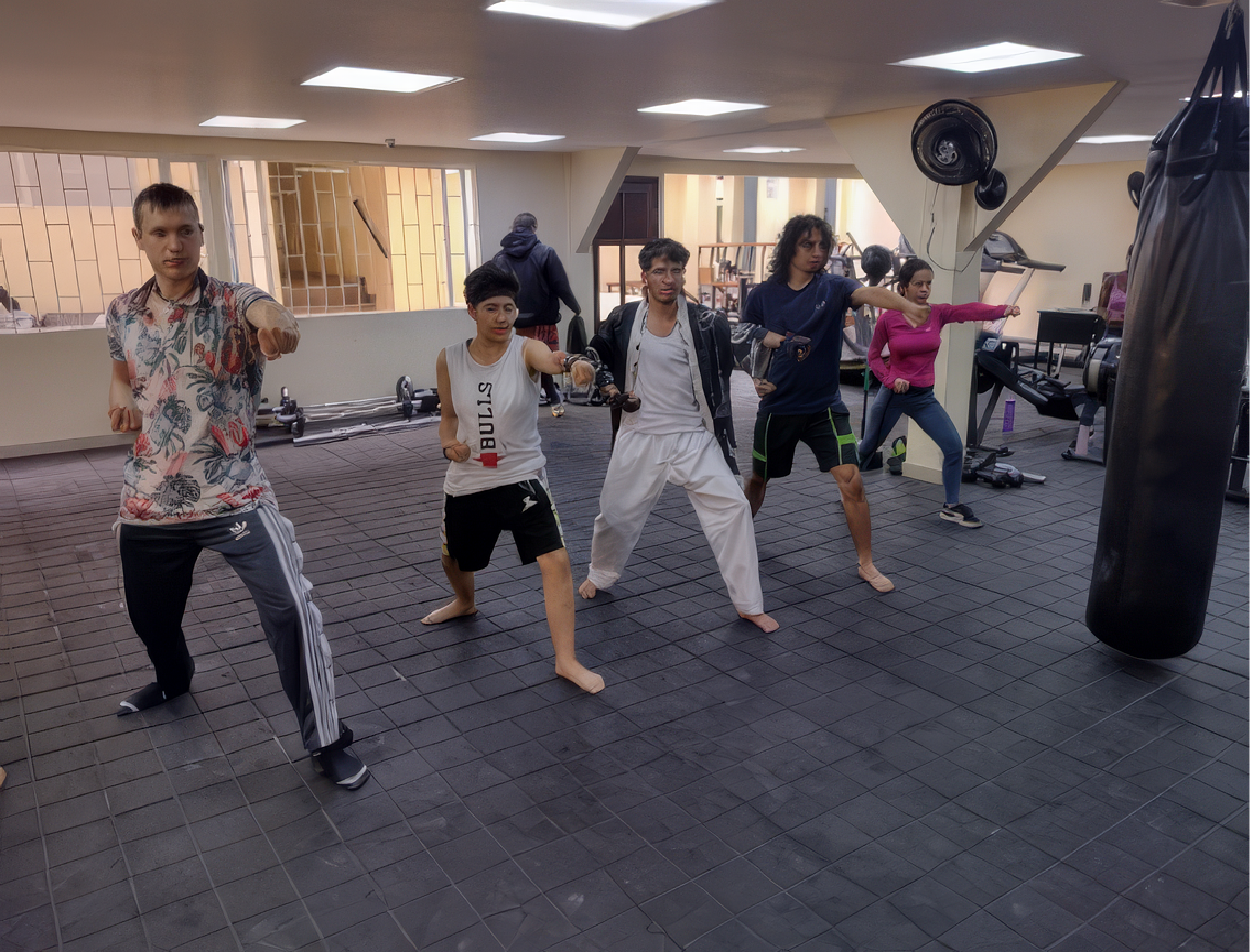 Actividad de Karate - estudiantes participando en entrenamiento deportivo