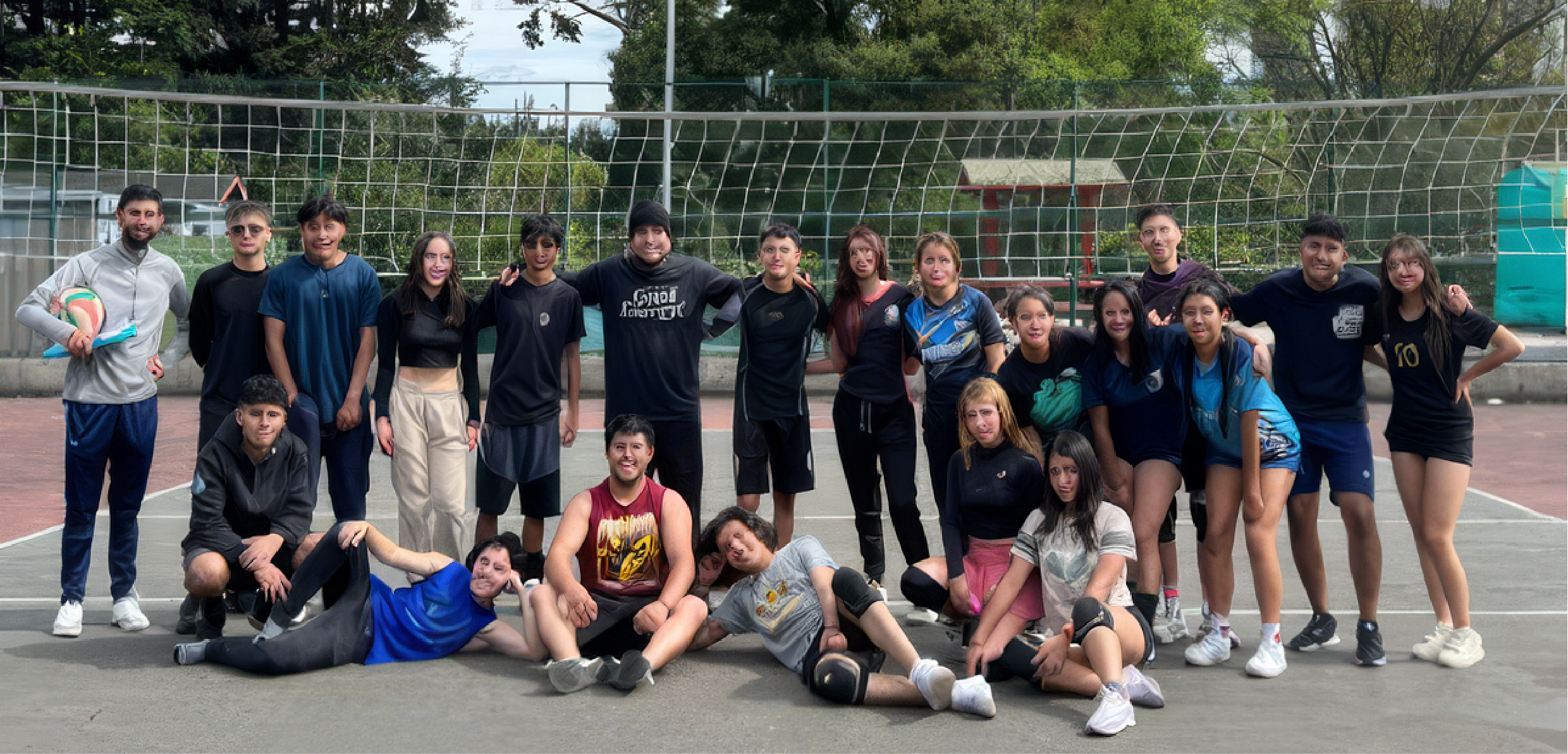 Actividad de Voleibol - estudiantes participando en entrenamiento deportivo