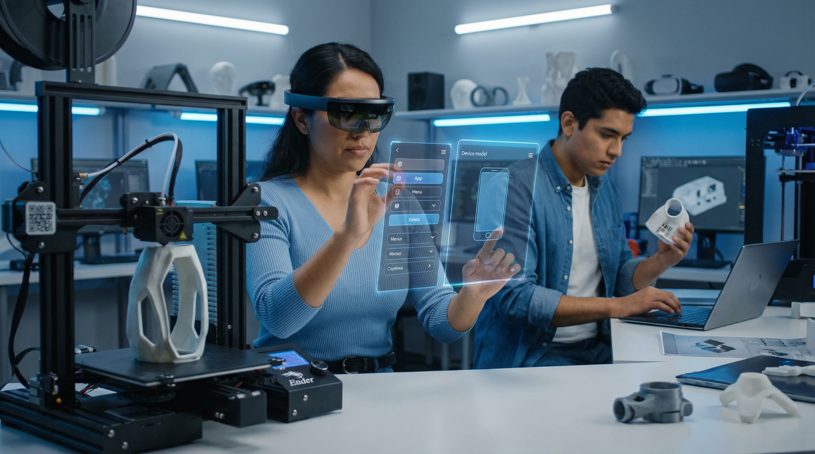 Laboratorios con impresoras 3D y gafas de realidad mixta