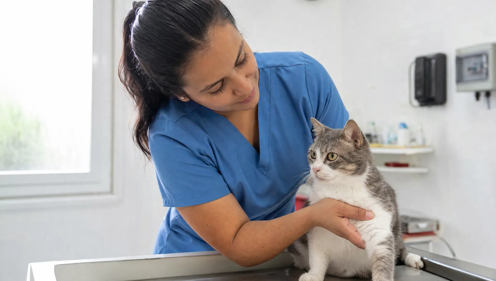 Estudiantes de Técnico Laboral en Auxiliar en Clínica Veterinaria en práctica